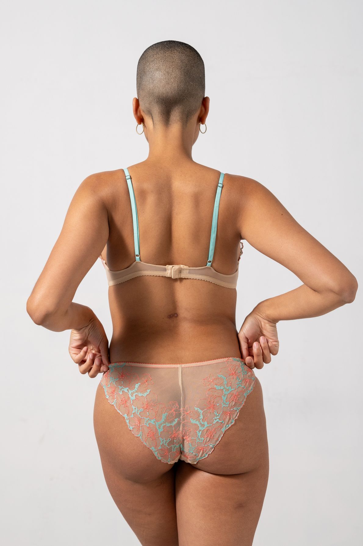 Mesh Bikini Briefs Sand/Coral/Turquoise