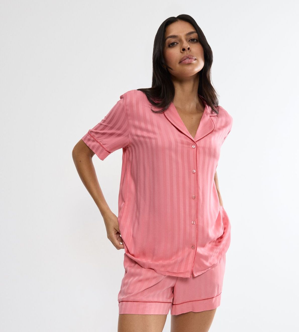 Amourette Jacquard Boyfriend Shirt Cherry Rose 00Be