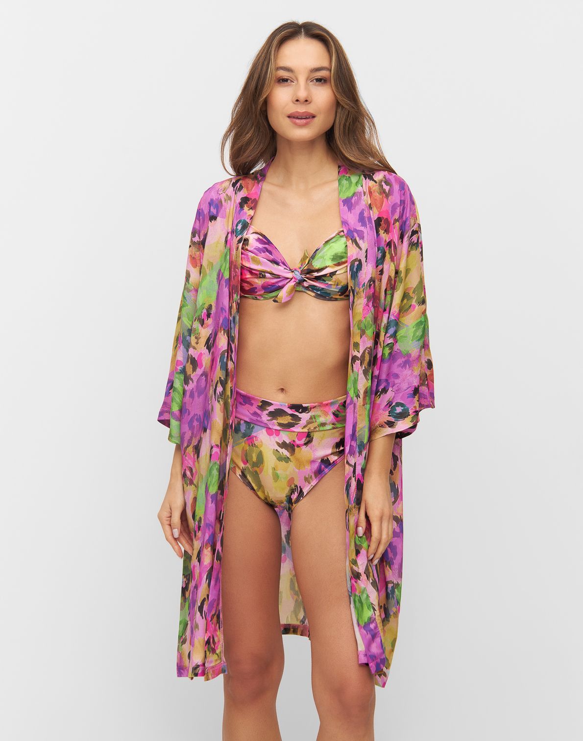 Kimono Short Print Mavi Pink