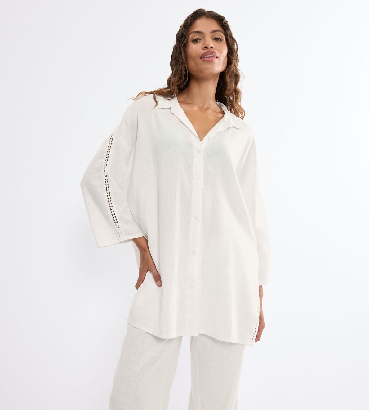 Summer Wear Boyfriend Shirt 01 Silk White 00Gz