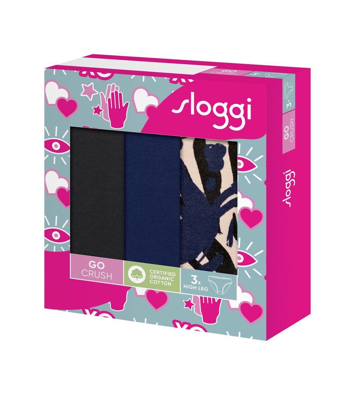 Sloggi Go Crush High Leg C3P Blue-Dark Combination M008