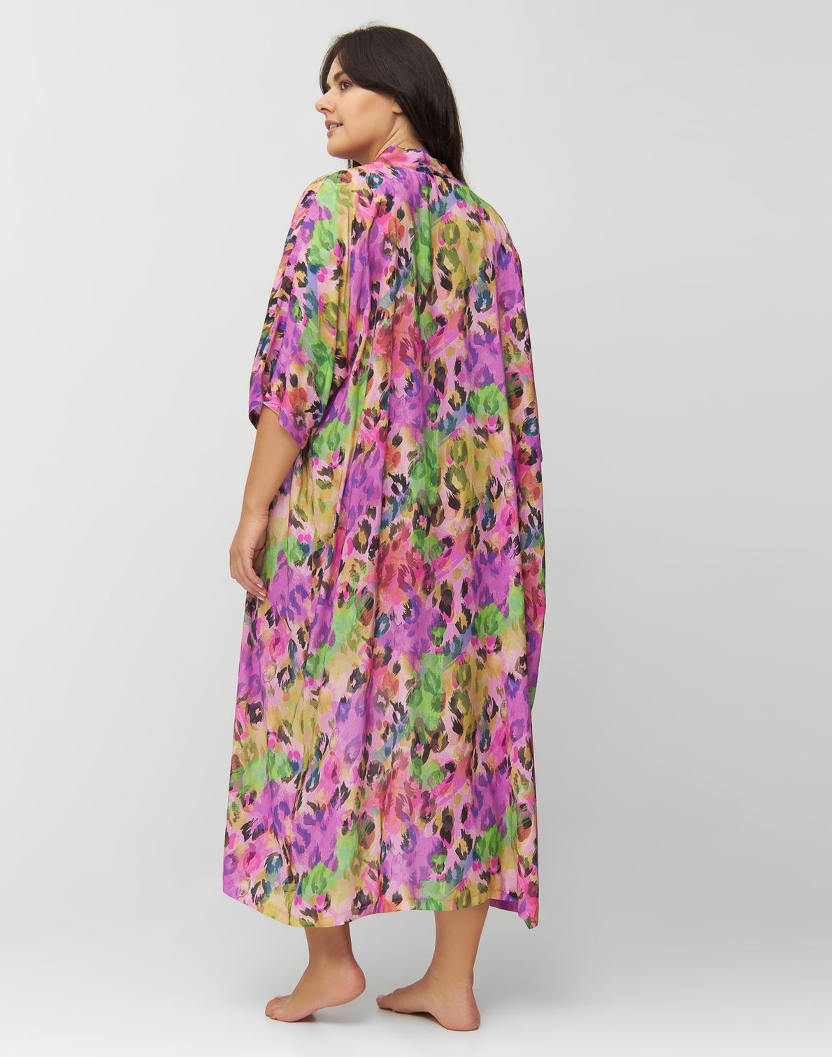 Kimono Long Print Mavi Pink