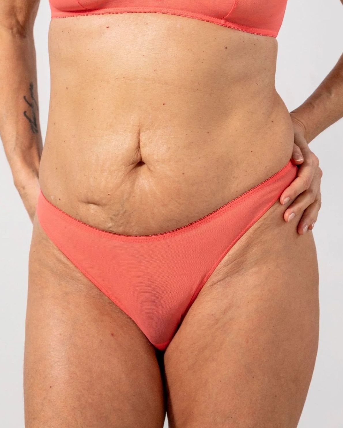 Mesh Bikini Briefs Coral