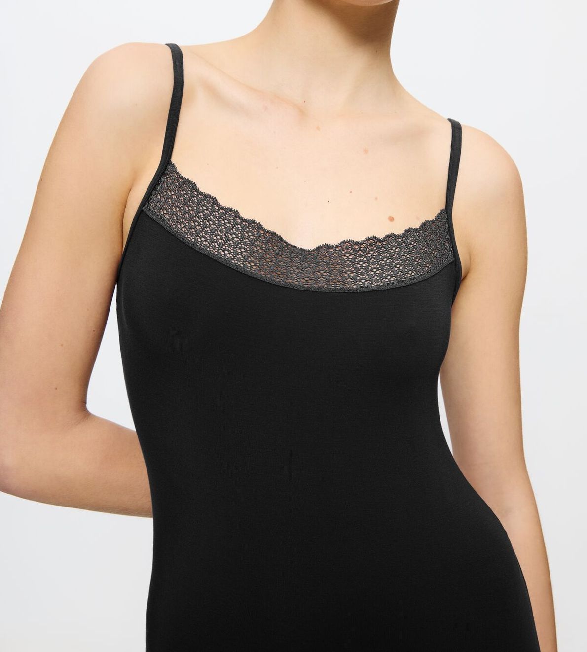 Feel Of Modal Spaghetti Top Black