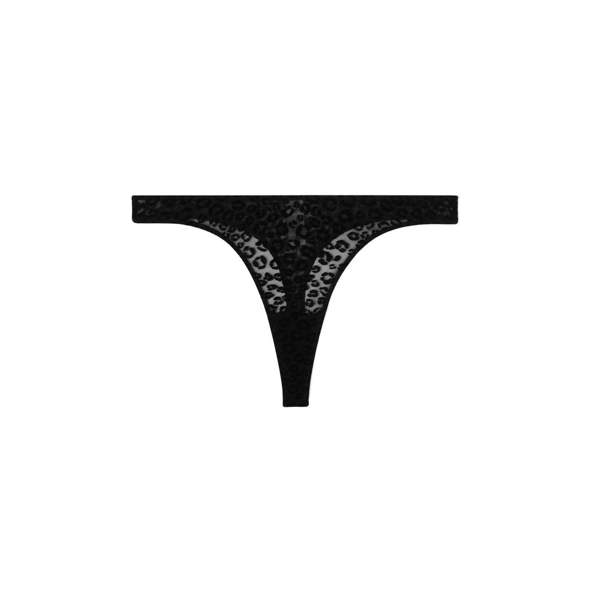 Mesh Thong Black Leopard