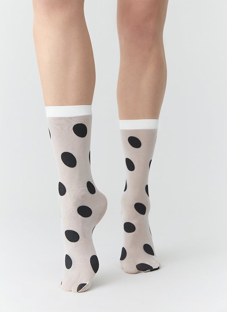 Eli Big Dot Socks Ivory/Black