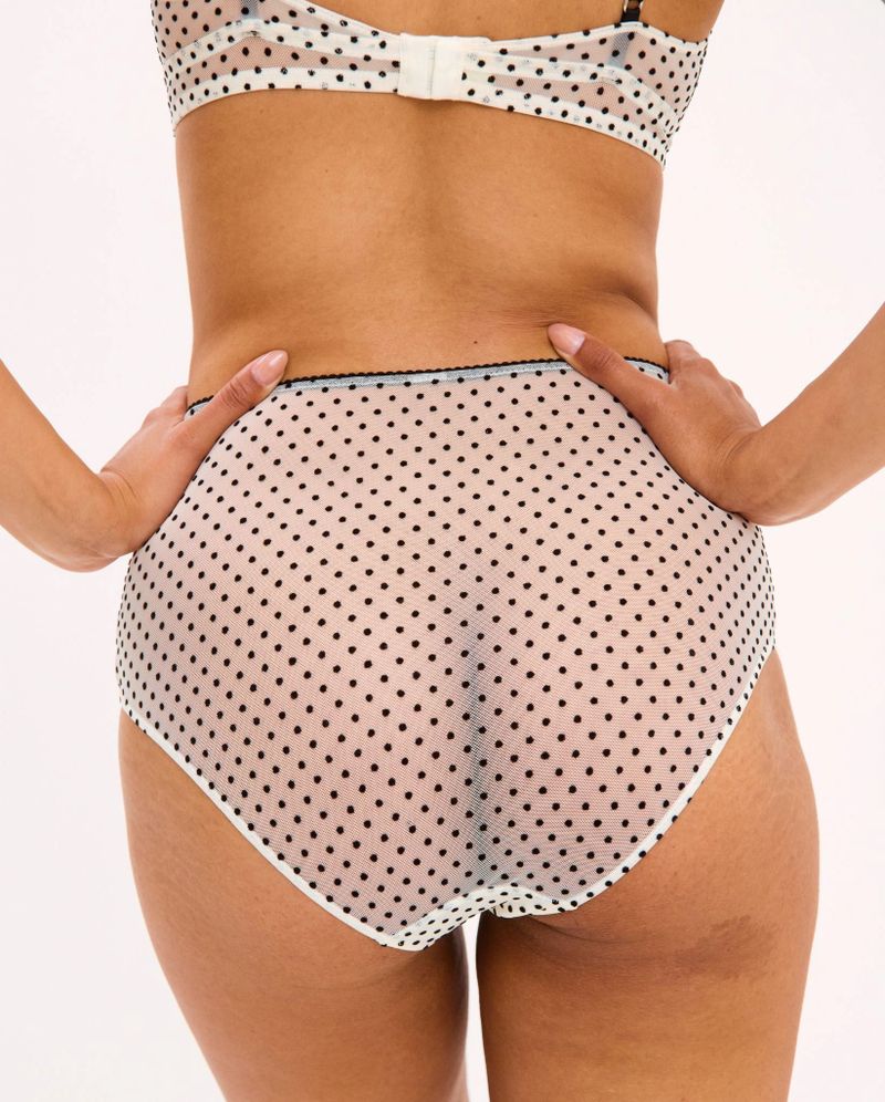 Mesh Highwaist Briefs Cream/Black