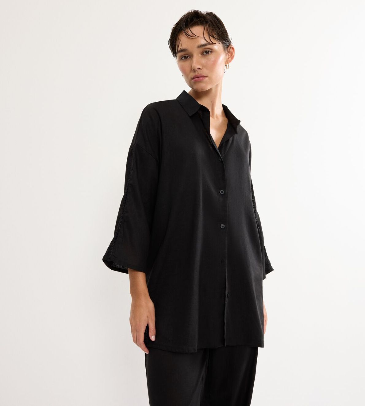 Summer Wear Boyfriend Shirt 01 Black 0004