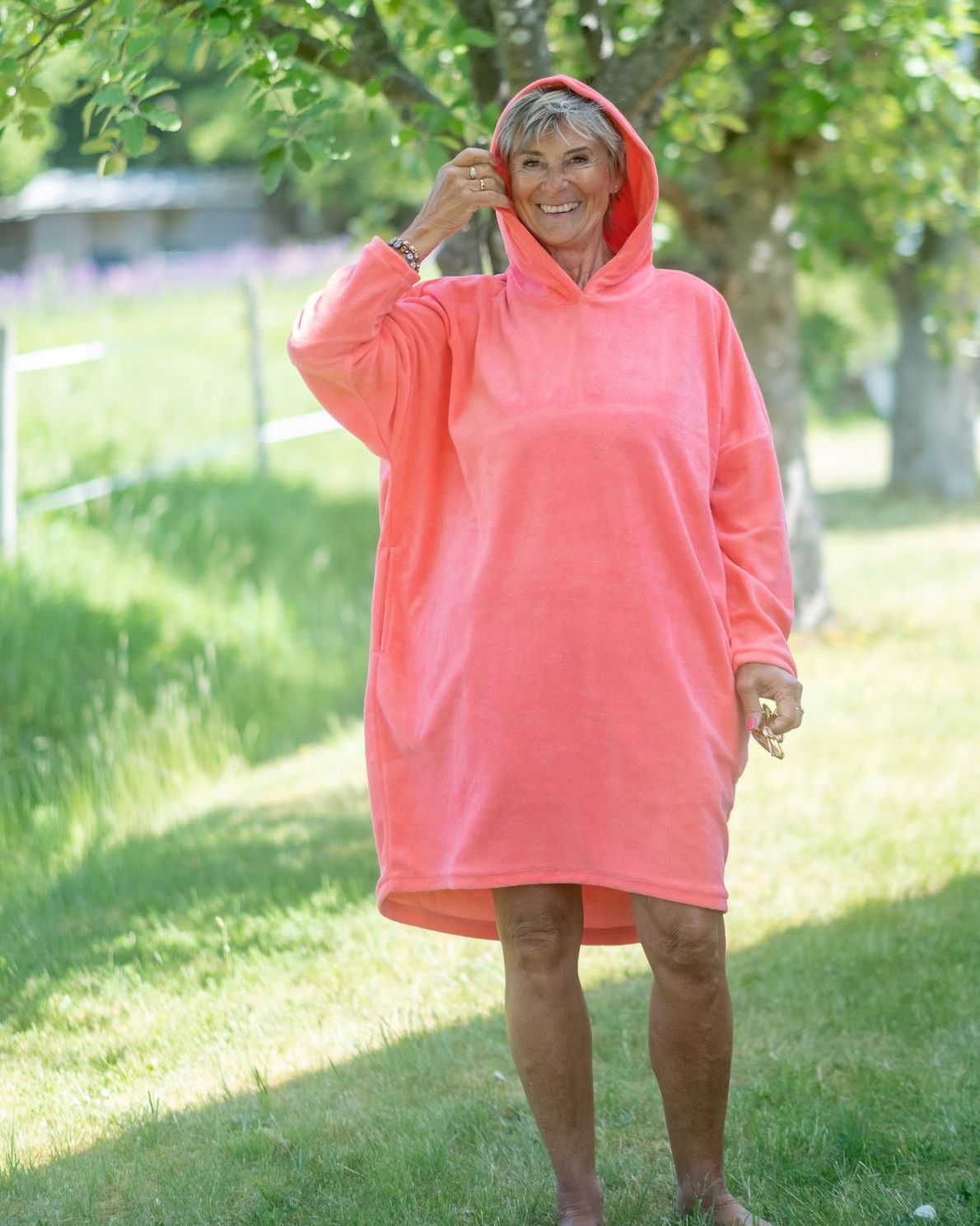 Grace Hoodie Dress Coral
