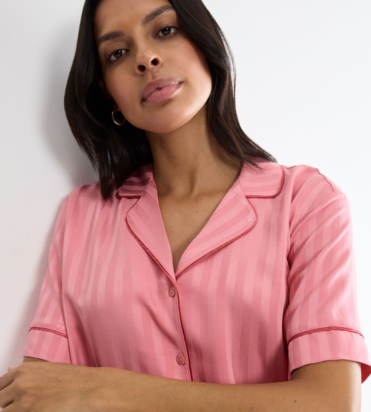 Amourette Jacquard Boyfriend Shirt Cherry Rose 00Be