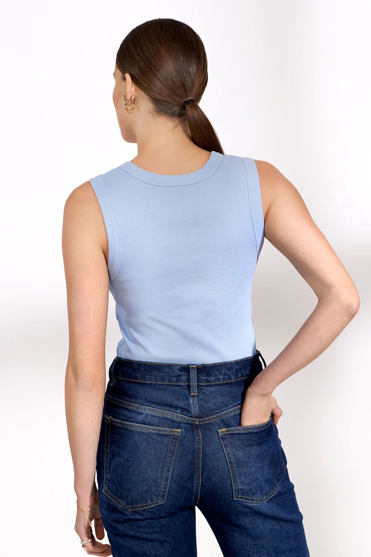 Bread & Boxer Crew-Neck Ribbed Sky Blue