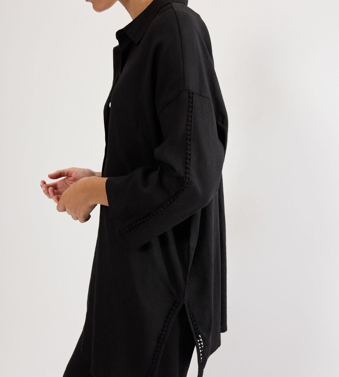Summer Wear Boyfriend Shirt 01 Black 0004