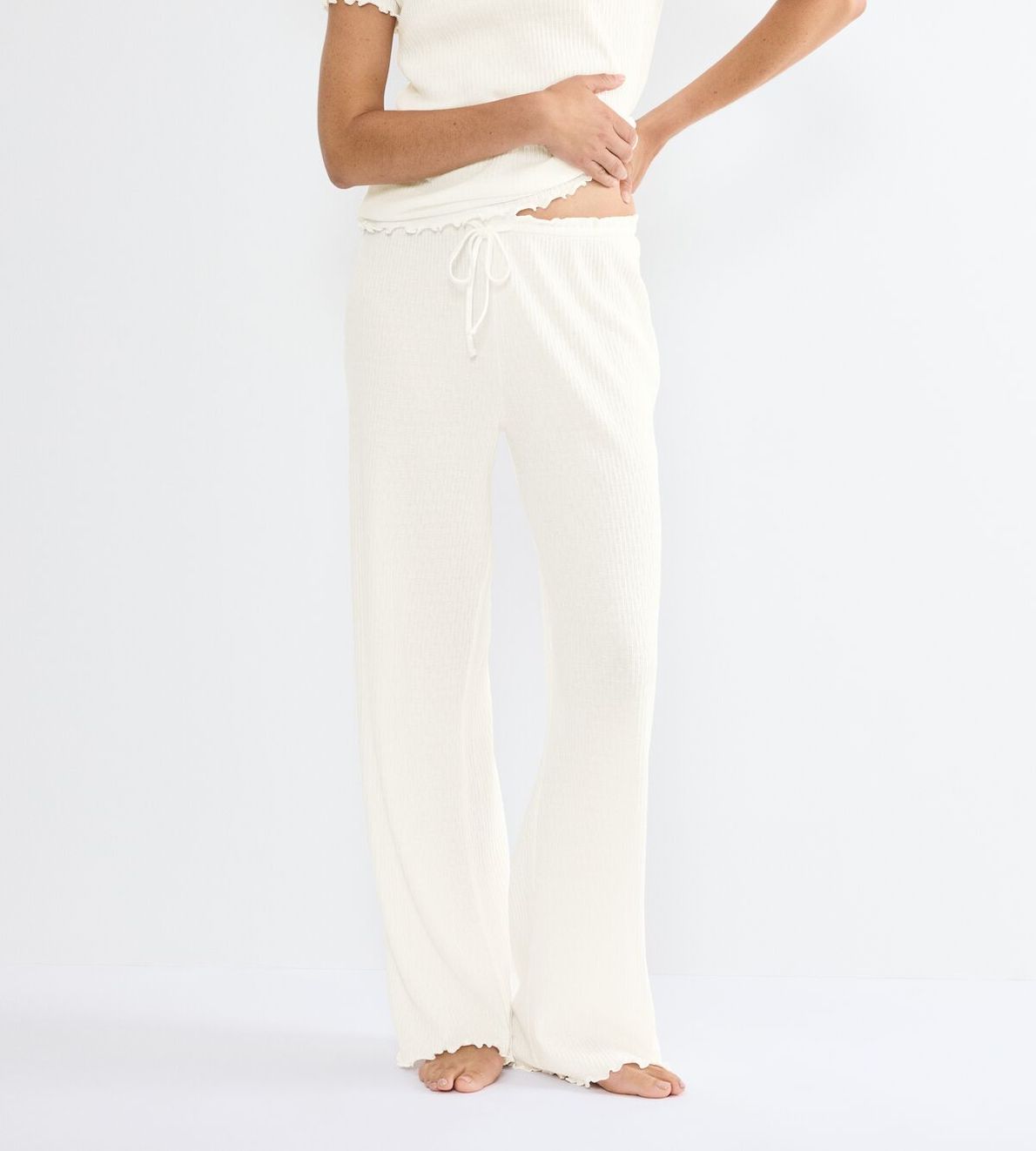 Mix & Match Trousers Pointelle Silk White 00Gz