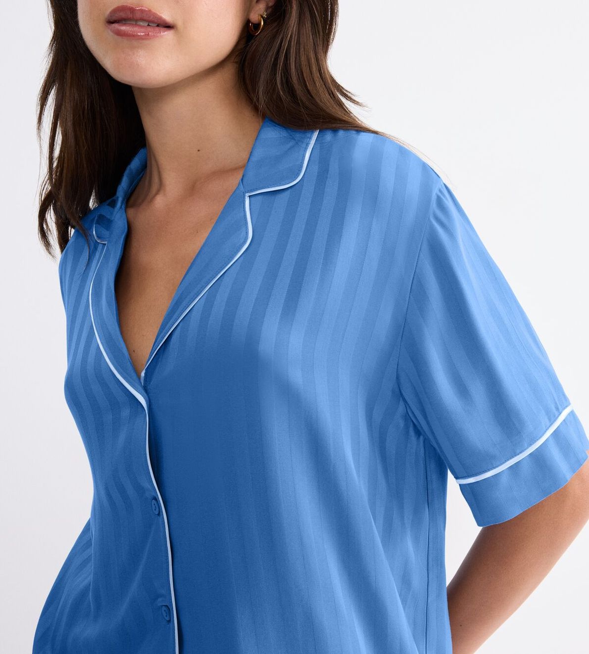 Amourette Jacquard Boyfriend Shirt Ciel 005J