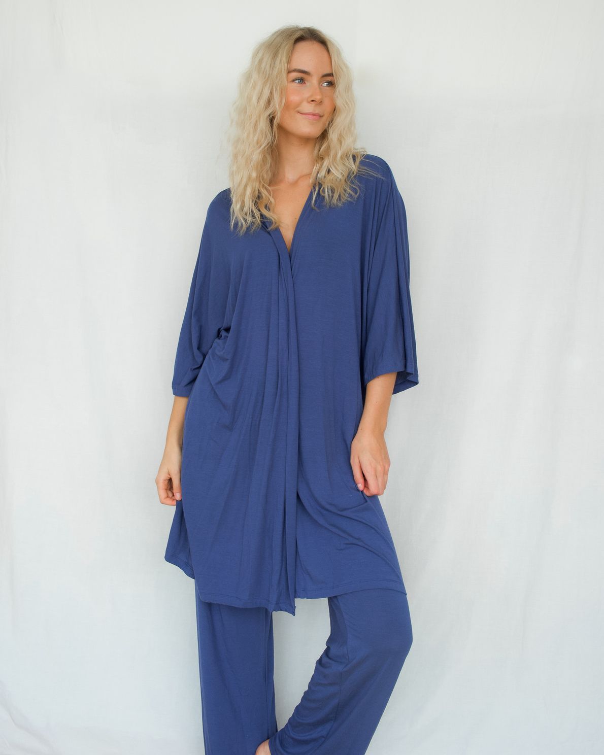 Kimono Kort Modal Blue