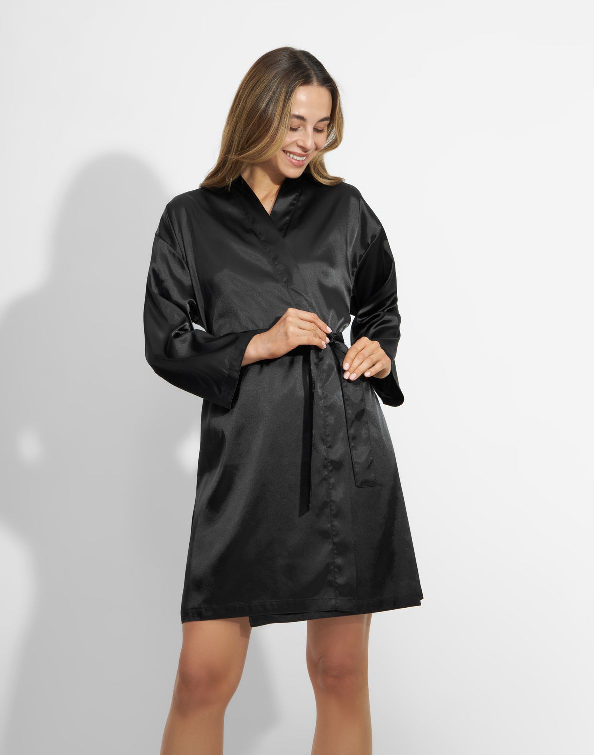 Julie Satin Kimono Black