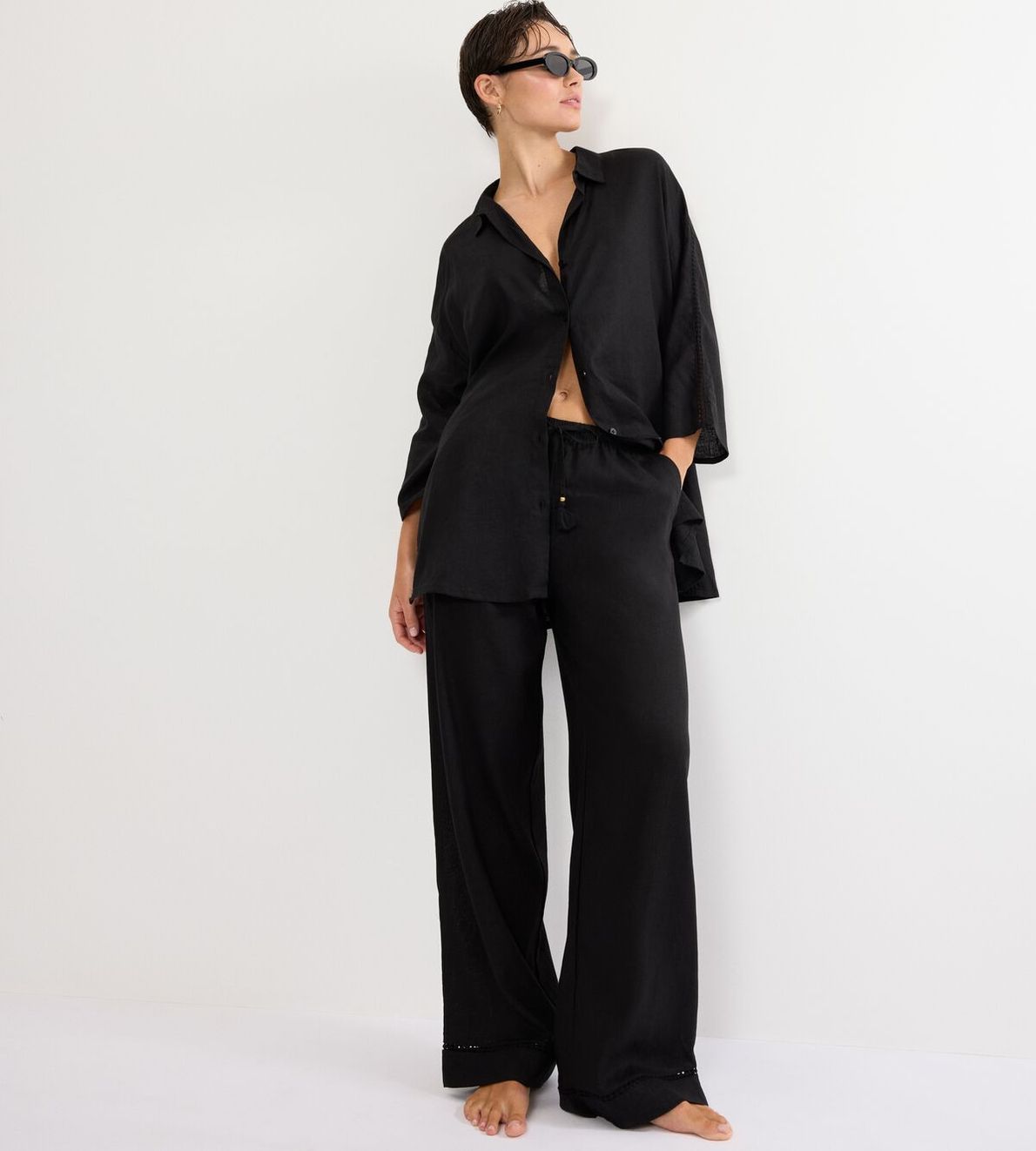Summer Wear Boyfriend Shirt 01 Black 0004