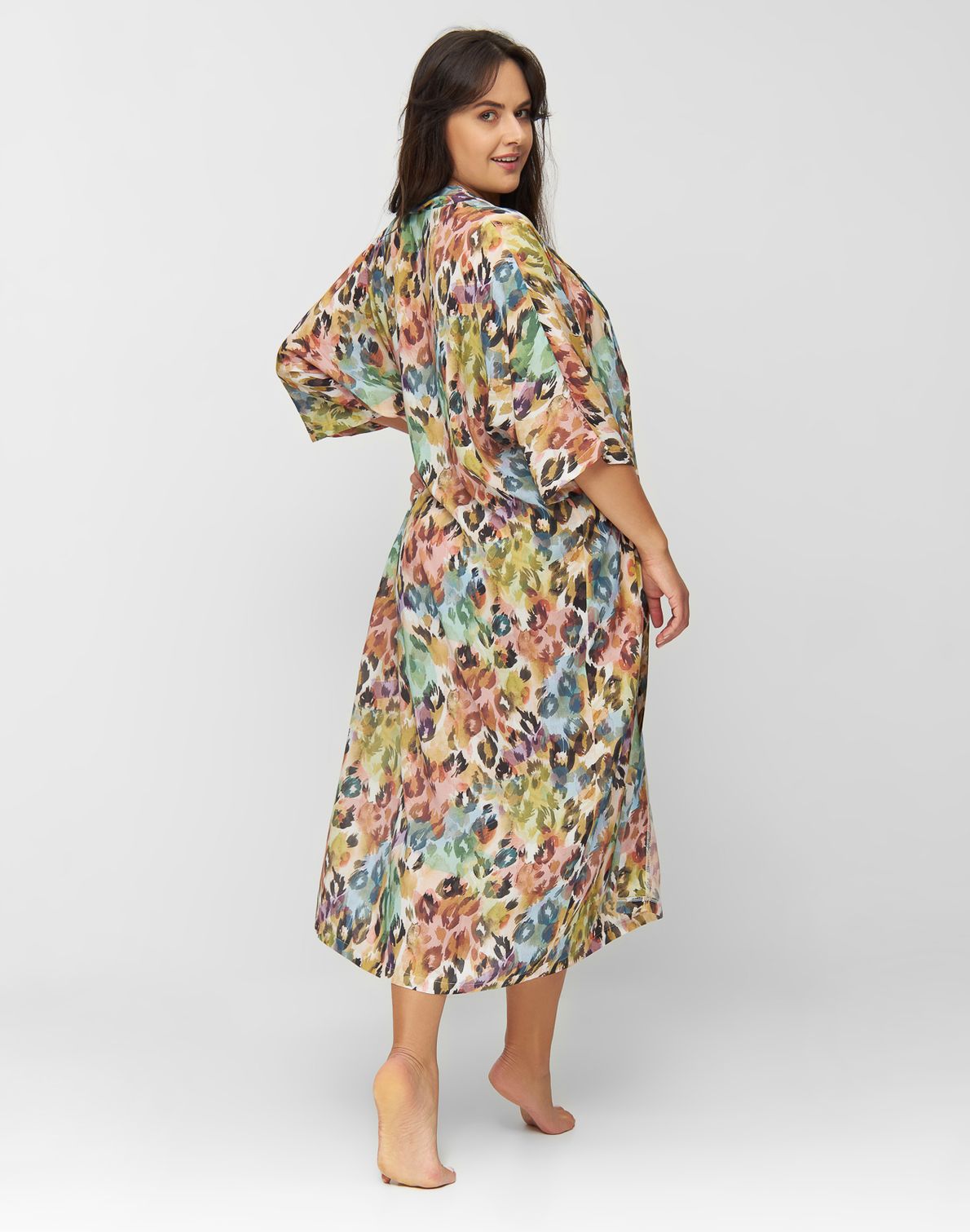 Kimono Long Print Mavi Beige