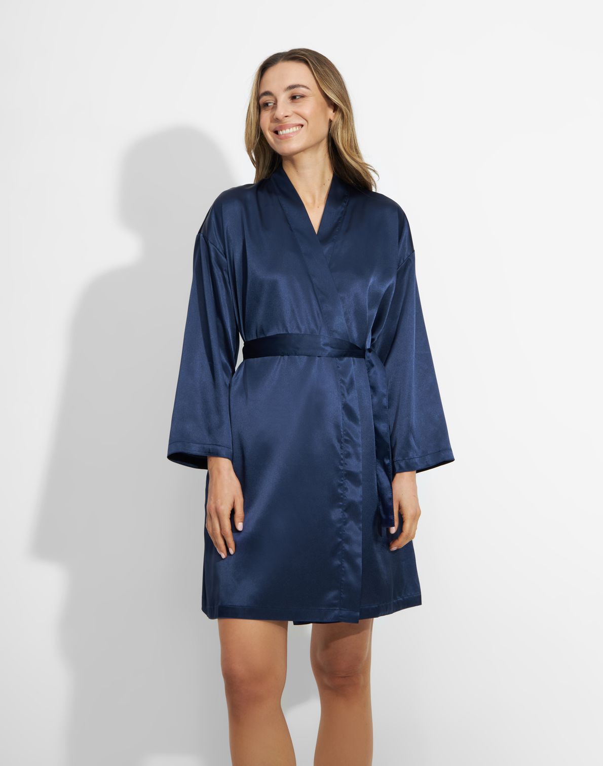 Julie Satin Kimono Dusty Blue