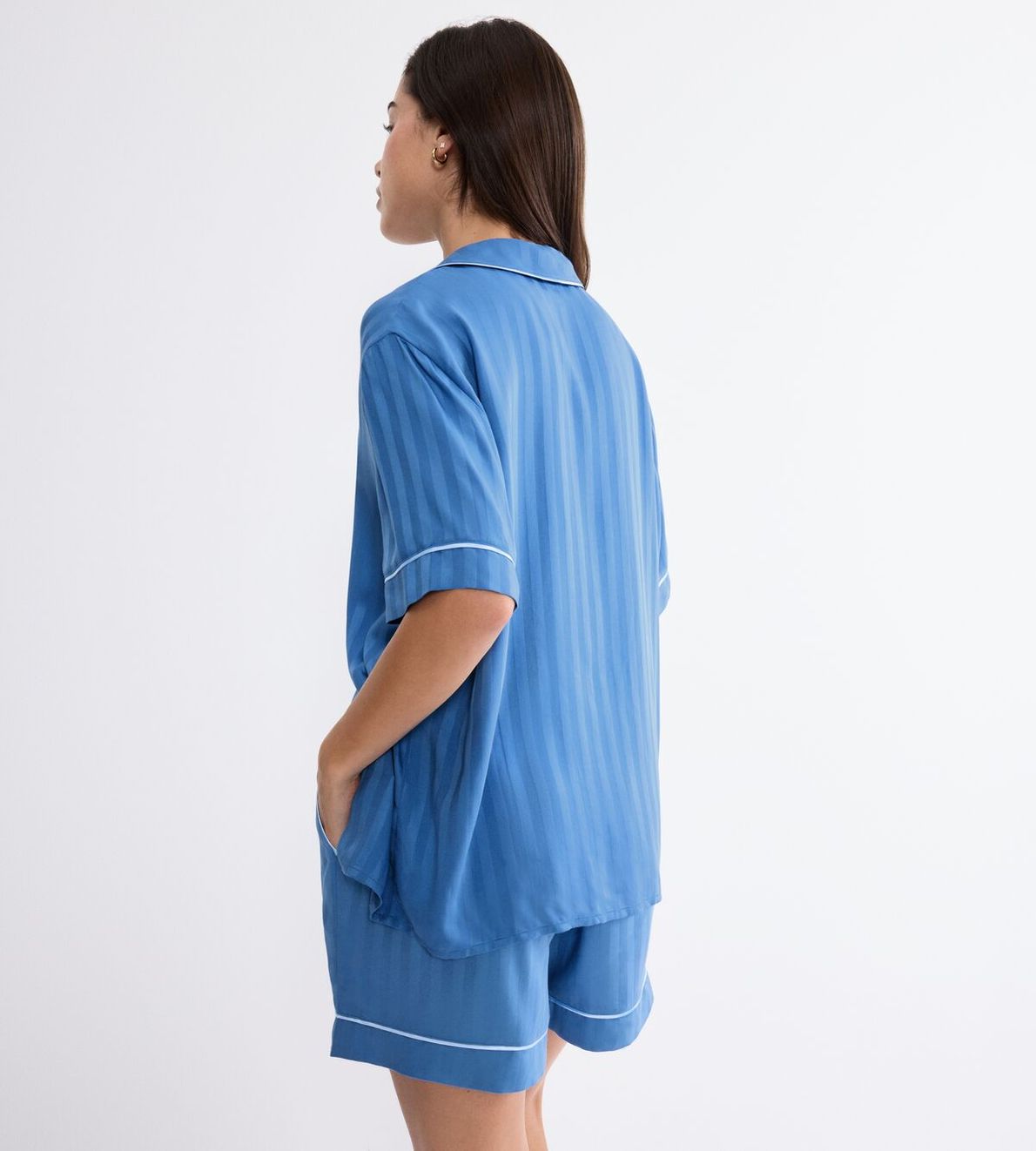 Amourette Jacquard Boyfriend Shirt Ciel 005J