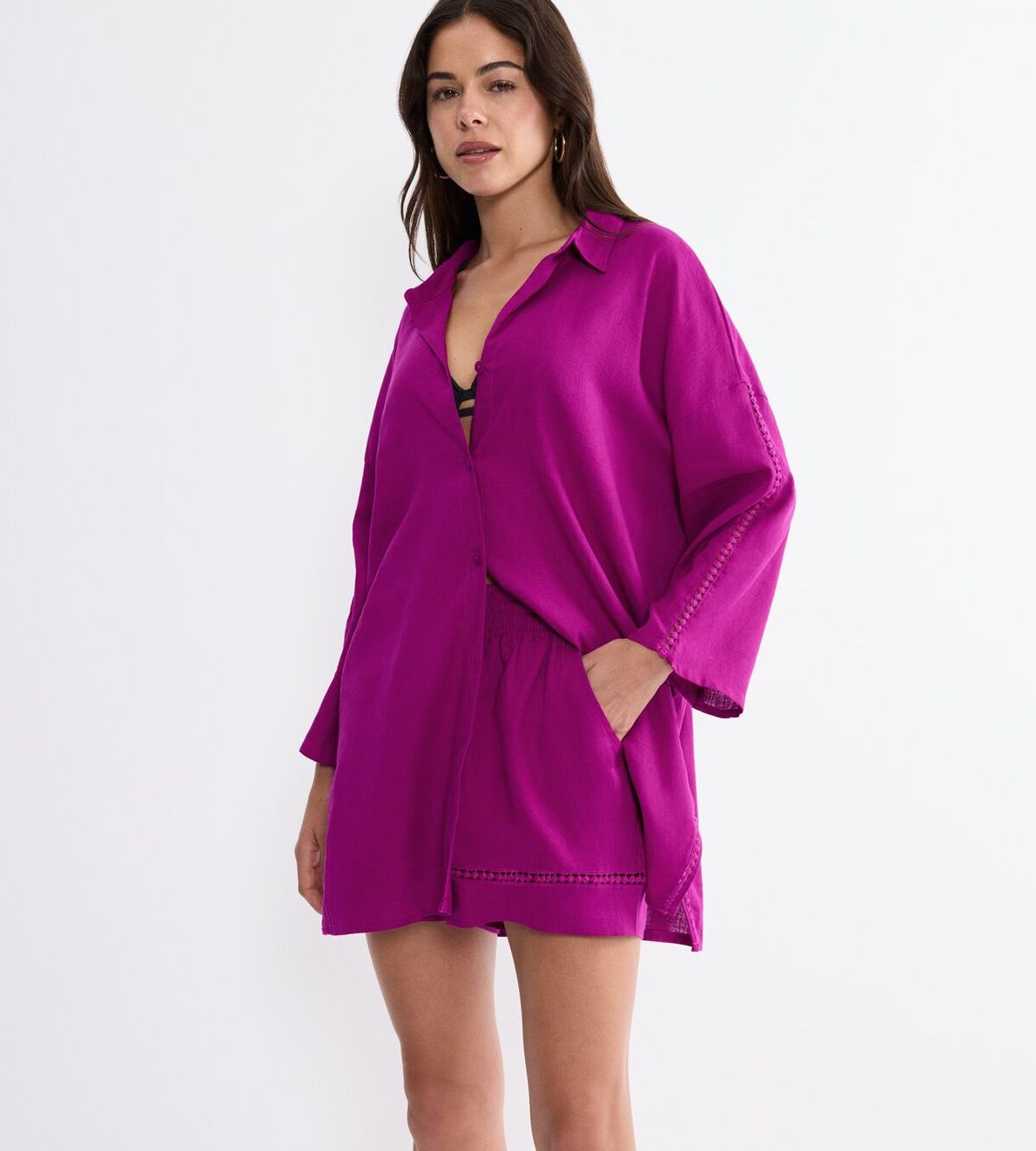Summer Wear Boyfriend Shirt 01 Purple 3093