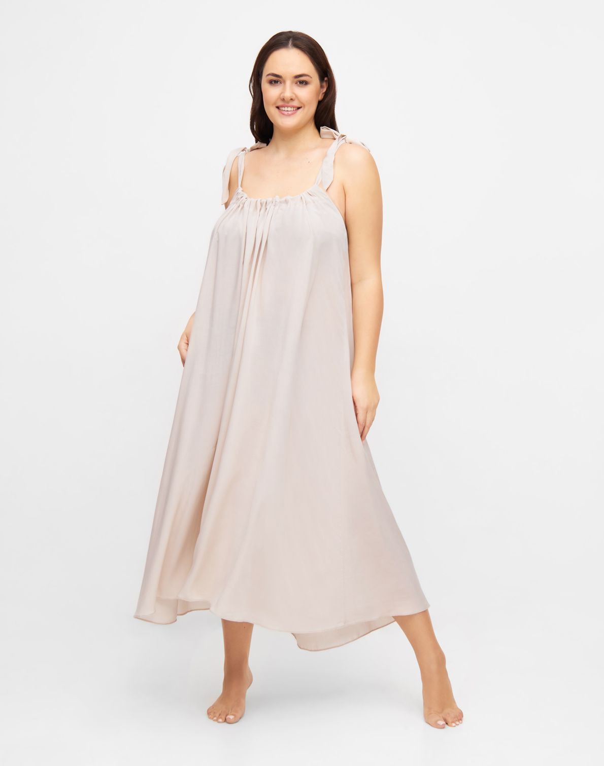 Gaby Dress Plain Beige