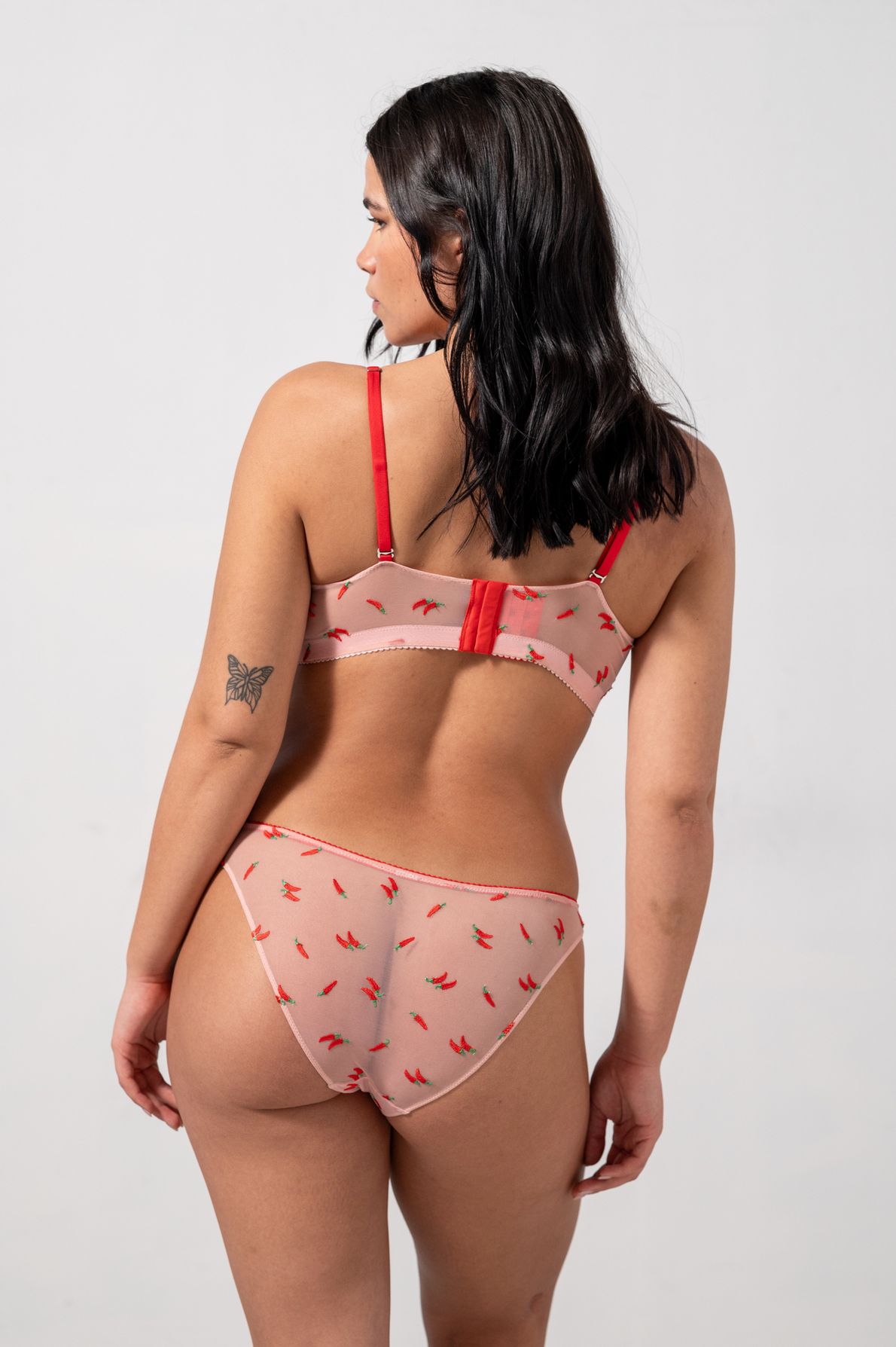 Mesh Bikini Briefs Powder Pink/Fiery Red