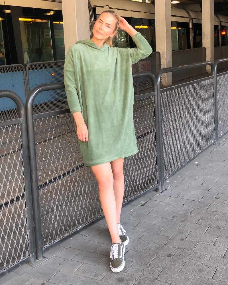 Grace Hoodie Dress Green