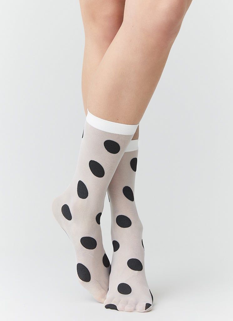 Eli Big Dot Socks Ivory/Black