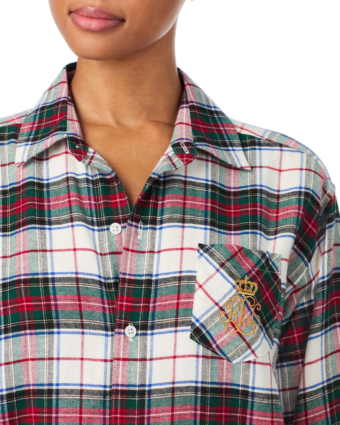 Ralph Lauren Woman Iln32457 Cream Plaid