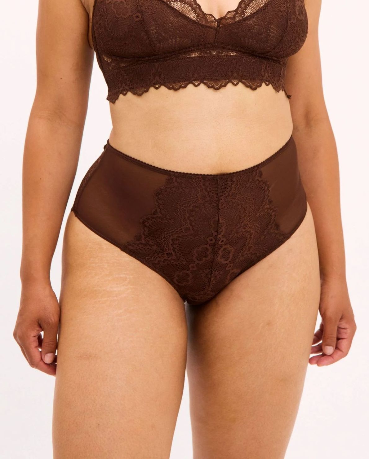 Lace Mesh Highwaist Briefs Coffee