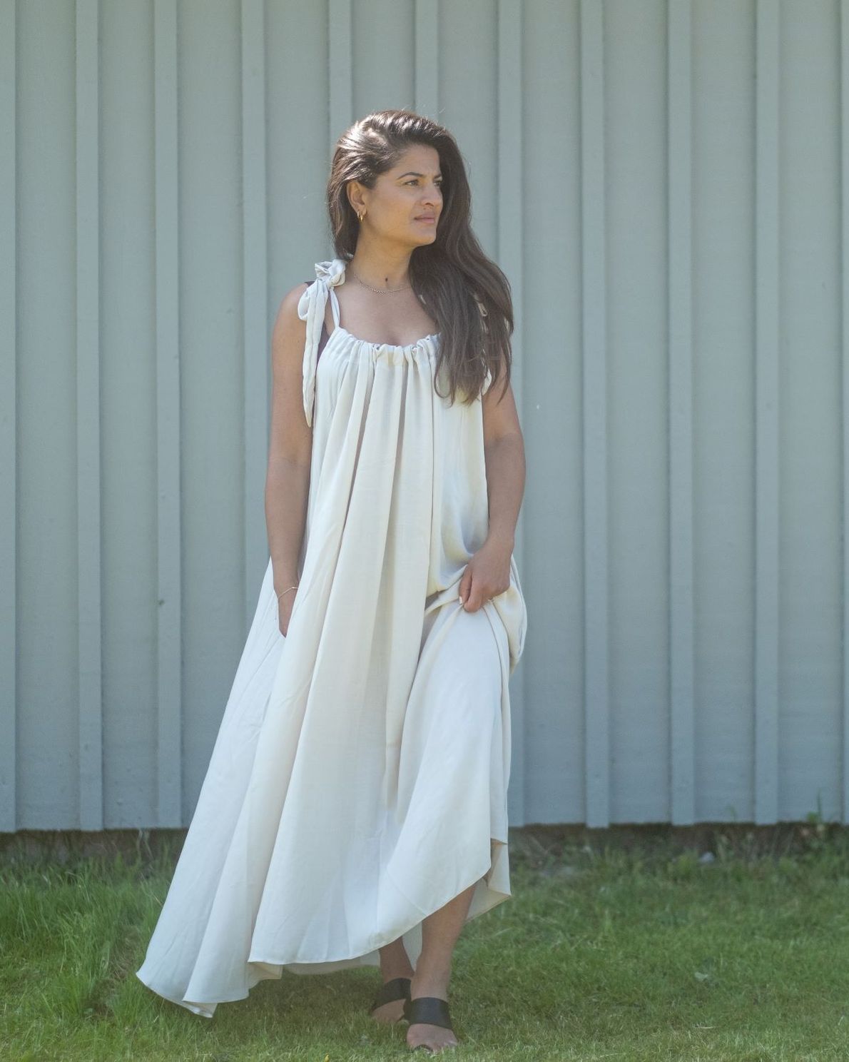 Gaby Dress Plain Beige