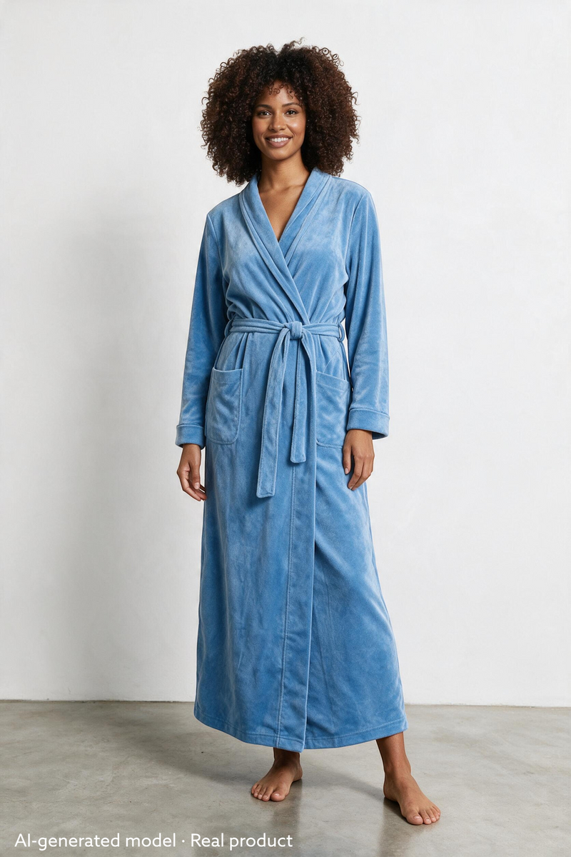Stockholm Robe Velour Blue