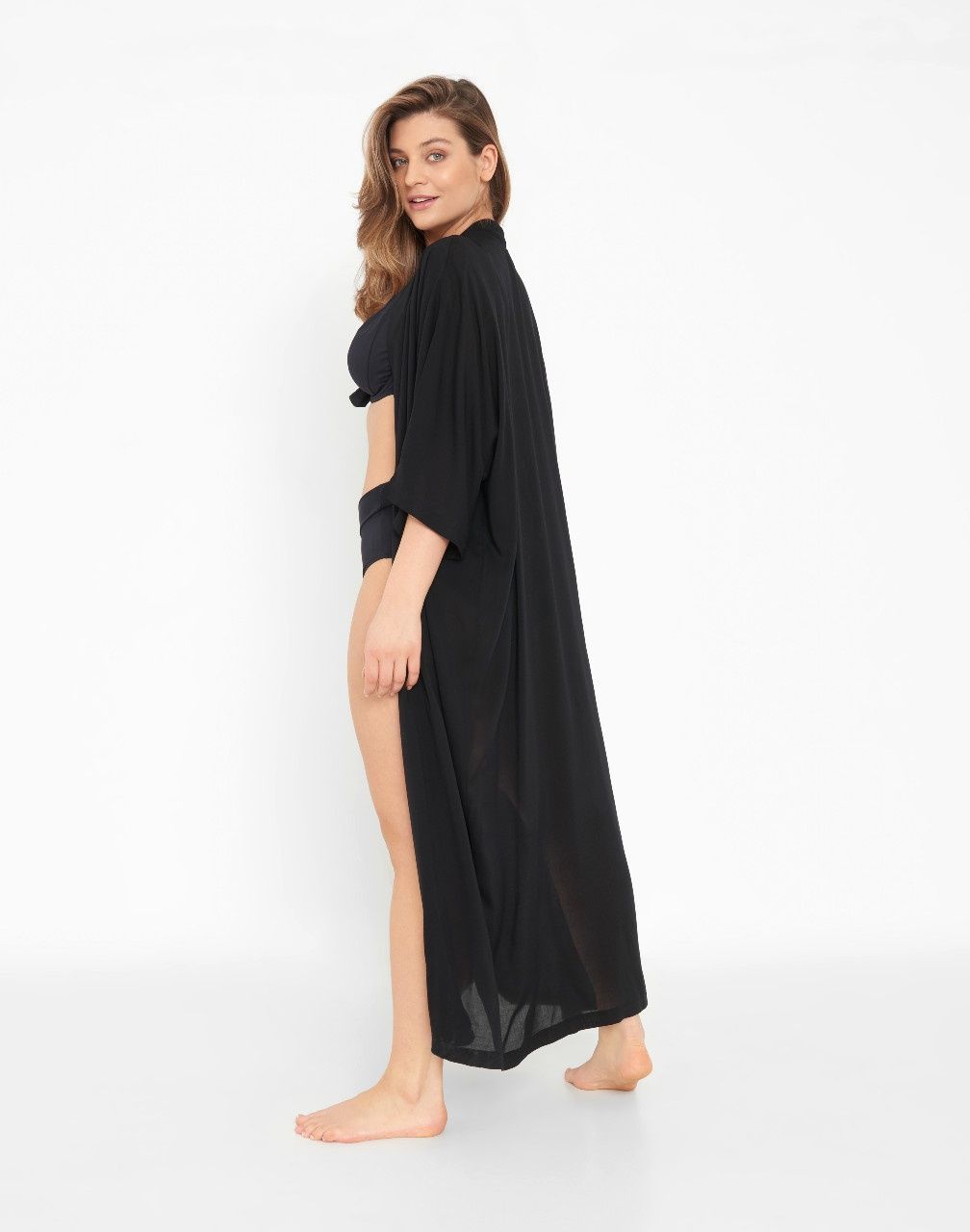 Kimono Long Plain Black