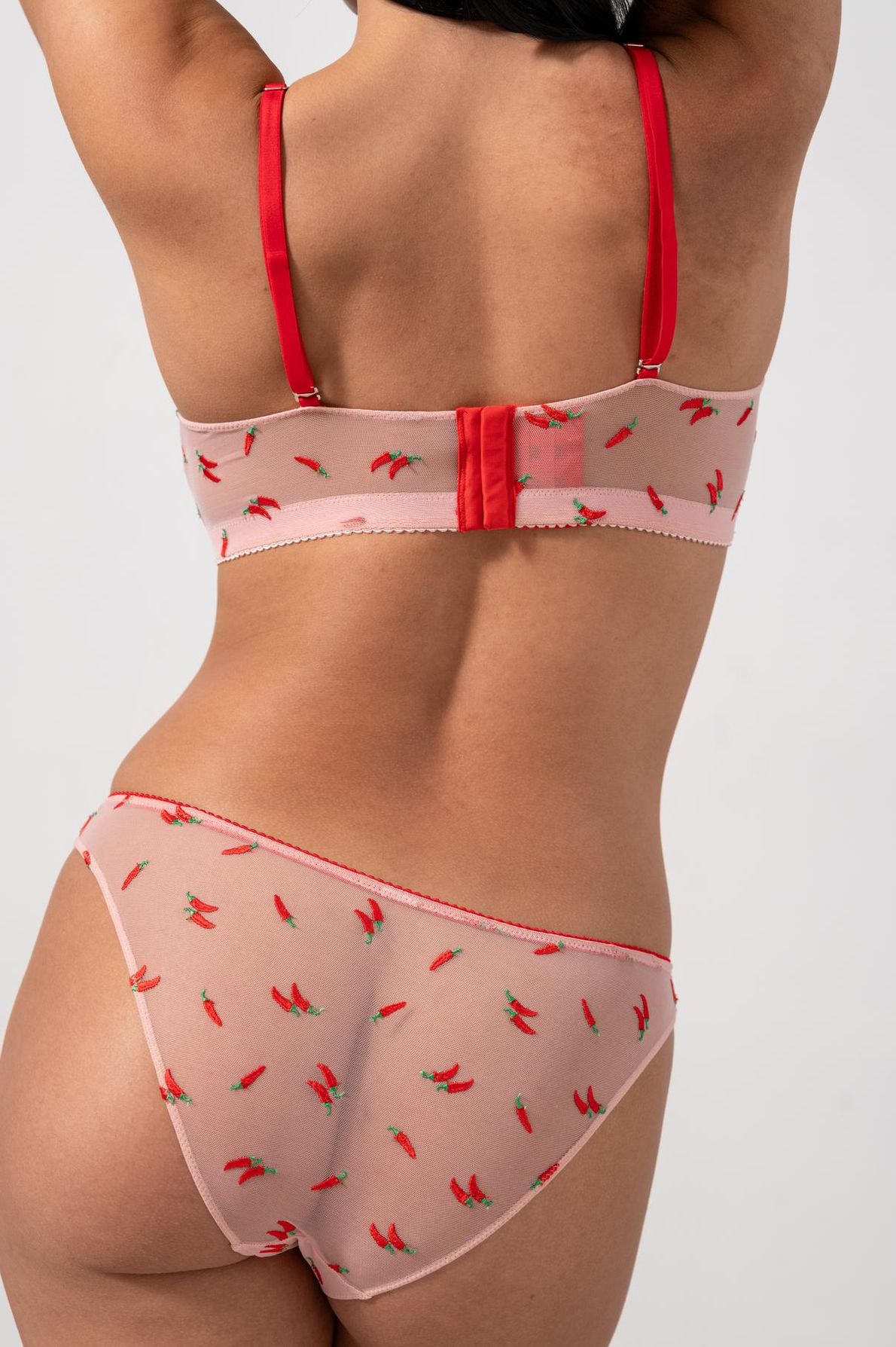 Mesh Balconette Powder Pink/Fiery Red